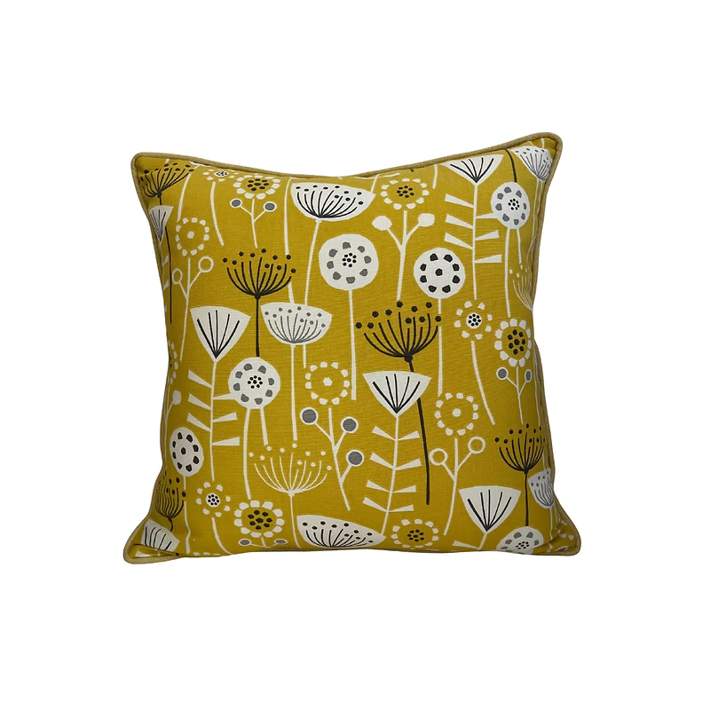 Mustard Botanical Print Cushion – Scandinavian Style