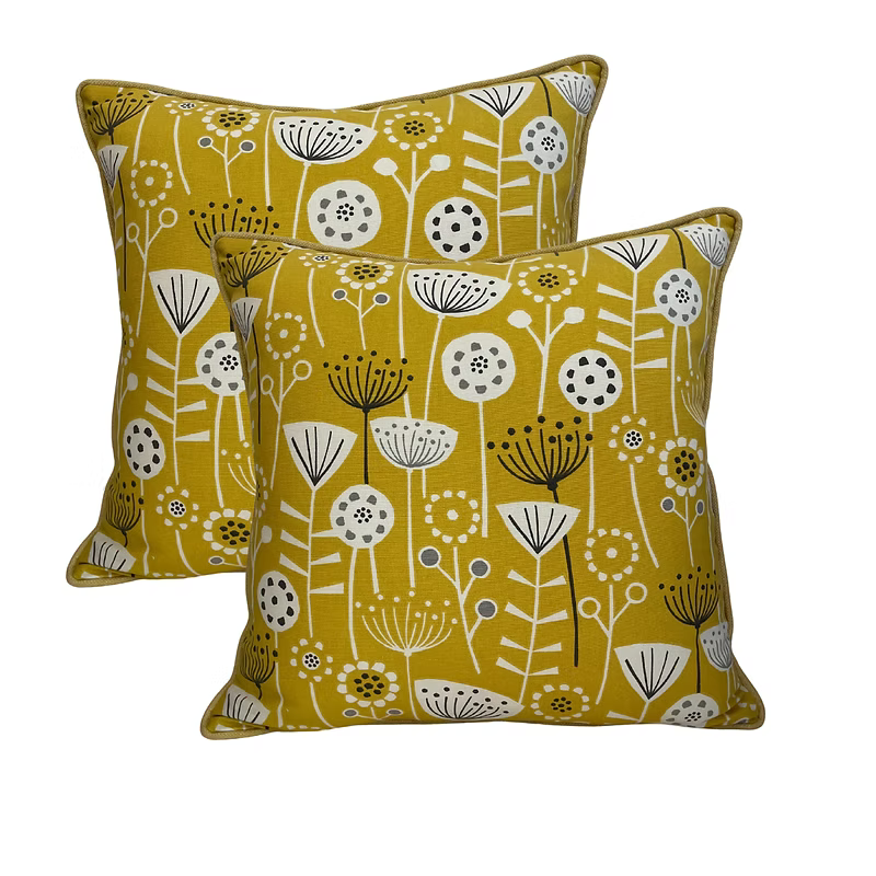 Mustard Botanical Print Cushion – Scandinavian Style