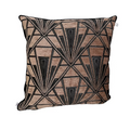 Rose Gold Art Deco Geometric Cushion – Statement Pattern & Plain Black Reverse