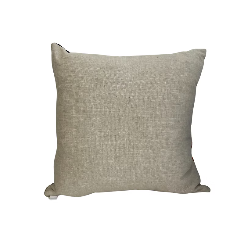 Taupe Meadow Grass Cushion – Botanical Print and Plain Reverse