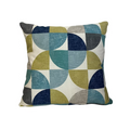 Teal and Olive Geo Retro Cushion